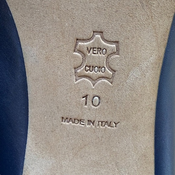 Tory Burch Penelope Cap Toe Heels 10 M Navy Blue Black Cap Toe - Picture 10 of 11